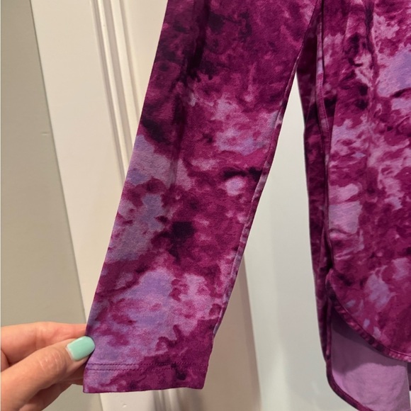 Lands’ End Purple Tie Dye Long Sleeve Tee Size M Soft Cotton Knit - Picture 7 of 14